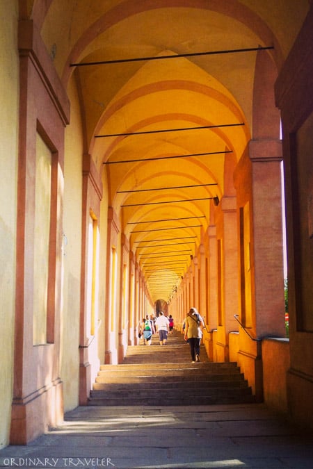 The longest arcade in the world in Bologna, Italy