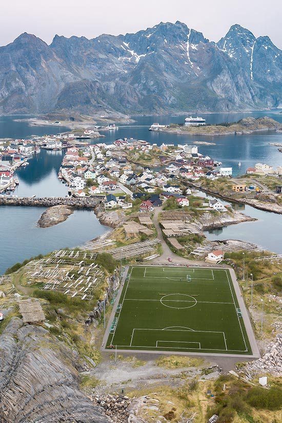Henningsvaer Soccer Field in Norway's Lofoten Islands