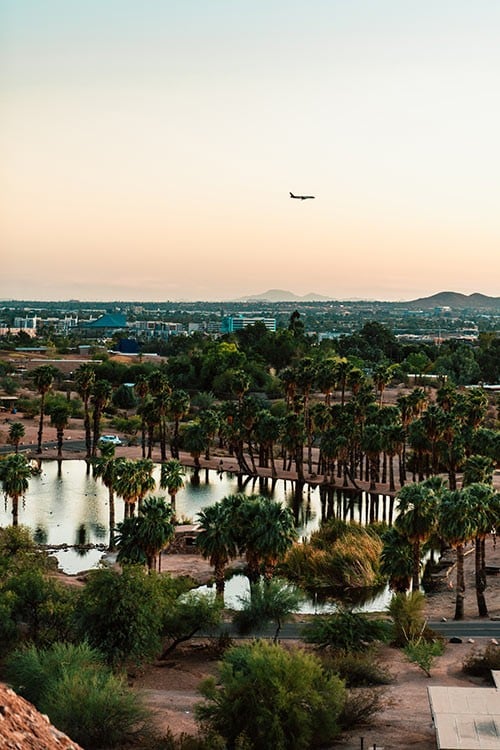 Arizona staycation ideas plane flying over Scottsdale